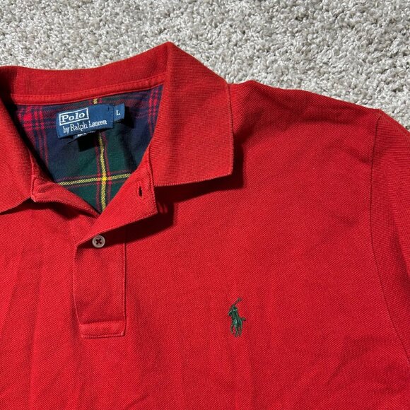 Ralph Lauren Polo Shirt Mens L Long Sleeve Preppy Classic Green Logo Plaid Colla - Picture 2 of 9